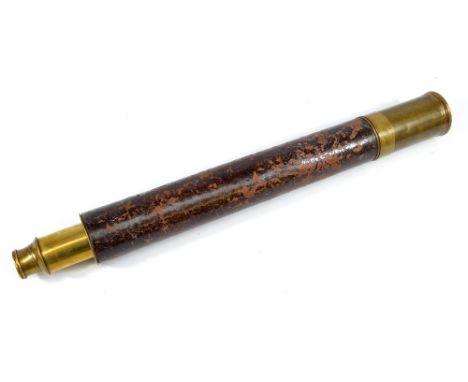 WINTER OF NEWCASTLE UPON TYNE; a 1.25" brass single-draw telescope with stitched leather barrel, length 52cm.