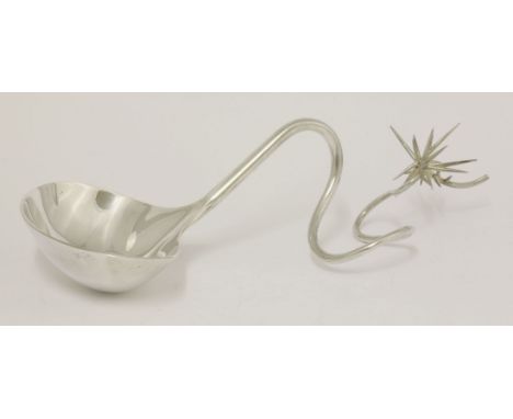 A silver soup ladle,by Chris Knight, Sheffield 1991,with spike terminal,30cm long, 10.5ozChris Knight is an award-winning sil