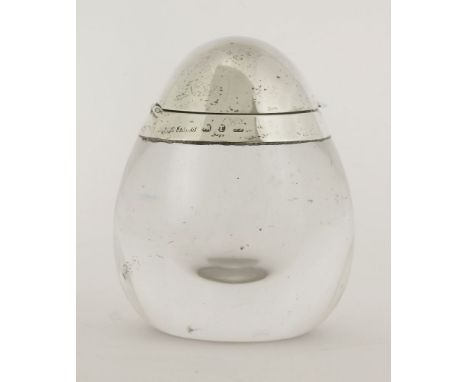 A Victorian silver-mounted glass inkwell,by John Grinsell & Sons, Birmingham 1891,of plain form, 9.25cm high