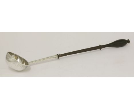 A George III silver punch ladle,by Thomas Cooke and Richard Gurney, London 1733,engraved with cypher, with finely turned hand