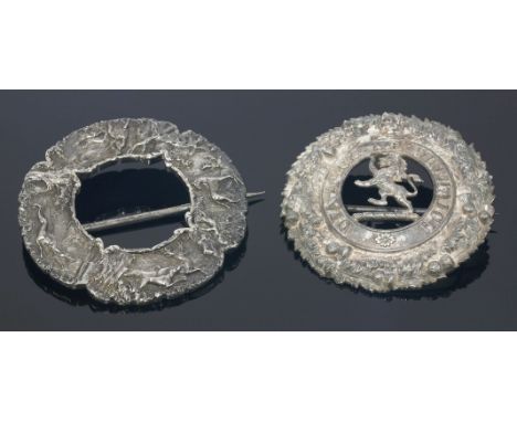 A sterling silver Scottish Perth Highland Volunteers' badge,5th Volunteer Battalion The Black Watch officer's plaid brooch by