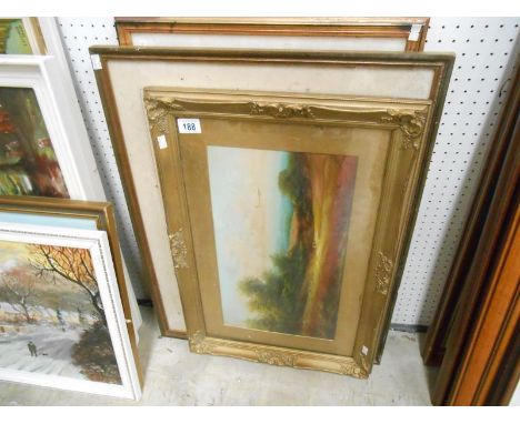 3 pictures of various rural scenes, watercolour unsigned, watercolour signed M. Broomhead & mixed media signed H. Reeves
