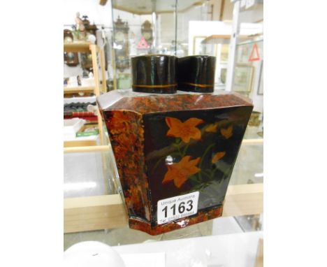 An old lacquered double compartment tea caddy