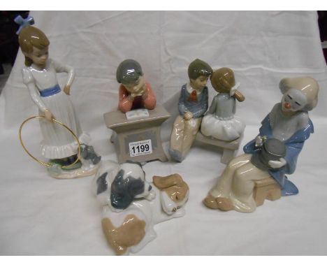 5 boxed NAO figures, Wake Up, Little Clown in Love, First Love, Nina with hoop & Puppy and one other