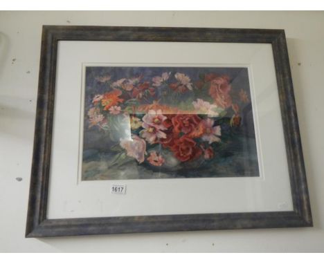Dutch mid 20th century mixed media 'The flower bowl' signed Bella Van Beck-Straeve image 48cm x 32cm
