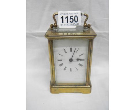 A brass carriage clock