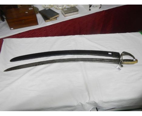 A late 18th early 19th century officers sabre with scabbard (Indian Army)