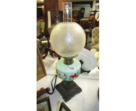 Victorian oil lamp with original shade