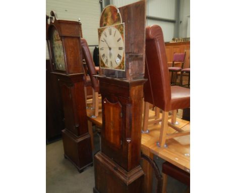 A Victorian 30 hour long case clock, (no weights, bell or pendulum), hood in pieces