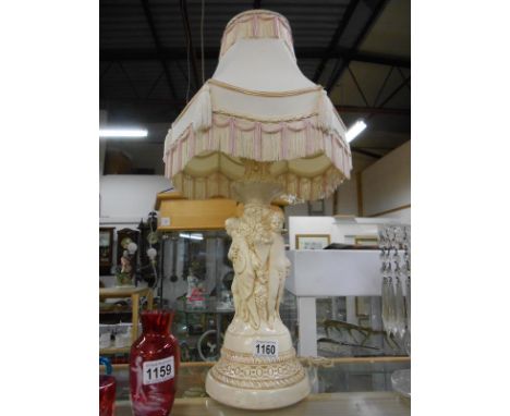 A decorative table lamp with shade