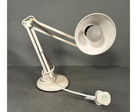 A white Mid Century anglepoise lamp