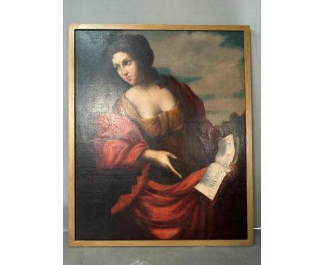 A framed oil on canvas, relined 18th/19th Century portrait of Mary Magdalene (Painting Size 61cm x 75cm)