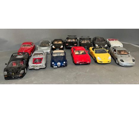 A selection of Burago model diecast cars, various makes and models of cars