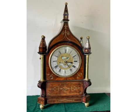 A William IV mahogany Gothic style bracket clock by Richard Haughtin Of London - (18th century and into 19th century. He spec