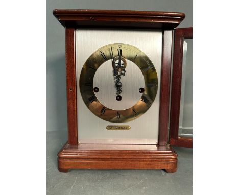 A German glass and mahogany cased eight day striking mantel clock by J Kieninger