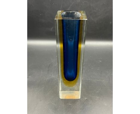 A Murano Sommerso glass, blue and yellow H 22cm