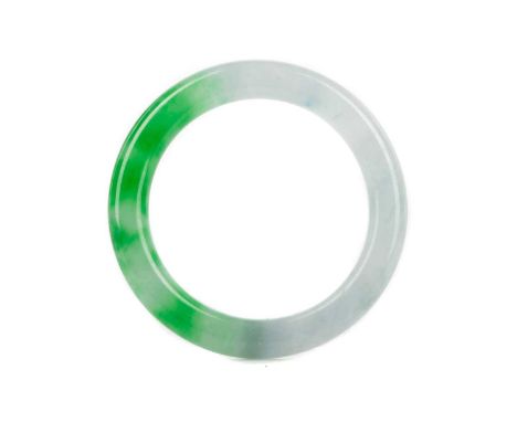 CHINESE CARVED JADE BANGLE,late Qing - Republic period, 7.7cm diameter overallCondition good to fair. Apparent seem or fissur