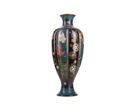 LATE 19TH/EARLY 20TH CENTURY CHINESE CLOISONNE ENAMEL VASE,with lobed oviform body, 31cm highThere has been damage and restor