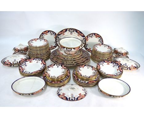 An extensive Royal Crown Derby Victorian earthenware dinner service, pattern 1270, c. 1898, comprising;&nbsp; thirty-six 26 c