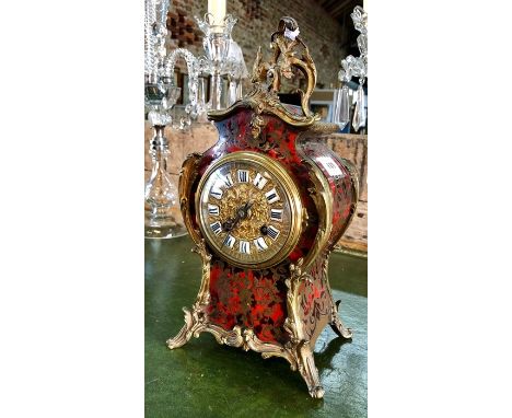 A 19th Boulle clock, ormolu and tortoiseshell, the 8-day drum movement signed Marti &amp; Co, 33 cm h