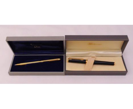 Christian Dior gold plated ballpoint pen in original case and a Messenger fountain pen in original case
