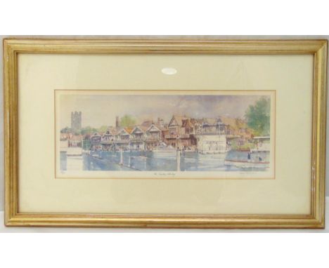Terry McKivragan framed and glazed limited edition polychromatic print 653/850 titled The Finish Henley, signed bottom right,