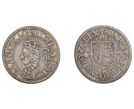 Charles I (1625-1649), Patterns, Pattern Threepence, 1634, by N. Briot, car d g mag brit fr et h r, crowned bust left, rose a