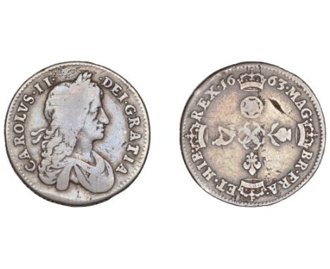 Charles II (1660-1685), Pattern Shilling, 1663, [by P. Blondeau], carolvs ii dei gratia, laureate and draped bust right, rev.