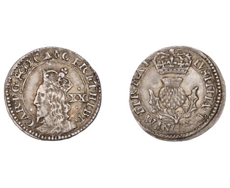 Charles I (1625-1649), Third coinage, Briot’s issue, Twenty Pence, no mm., signed b above crown on rev., 0.79g/1h (Murray e/k