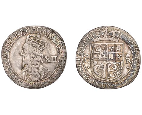 Charles I (1625-1649), Third coinage, Falconer’s Second issue, Twelve Shillings, mm. thistle, signed f above crown on rev., r