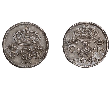 Charles I (1625-1649), Patterns, Pattern Halfgroat, 1640, by N. Briot, rose dividing crowned c r, large crown above, signed b