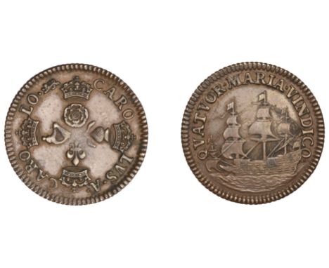 Charles II (1660-1685), Pattern Farthing, undated, in copper, crowned rose, thistle, lis and harp, arranged cruciformly, rev.