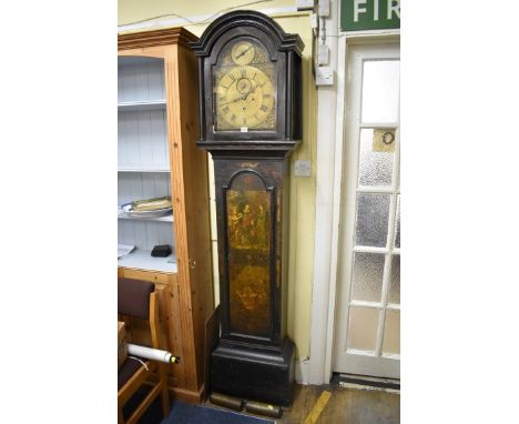 A George III dark green lacquered 8 day longcase clock,&nbsp;the 11 3/4in brass arched dial inscribed 'William Lundie, Aberde