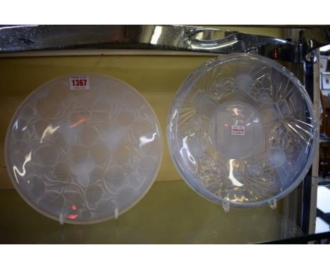 An Art Deco opalescent glass dish by Arrers,&nbsp;24cm diameter; together with a similar bowl, 26cm diameter.&nbsp; 