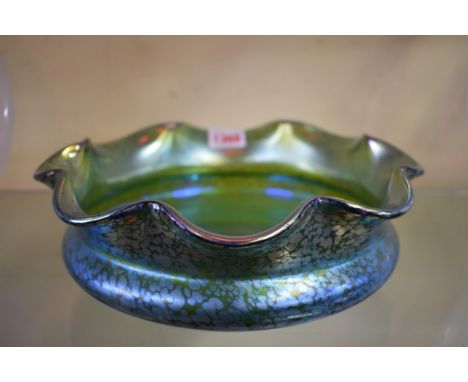 A Loetz Crete Papillon iridescent glass bowl, 26cm diameter. 