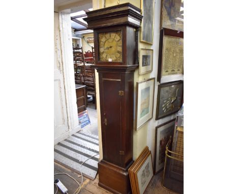 An 18th century 30 hour longcase clock, the 10in square brass dial inscribed 'Wm Lee, Leicester', 190.5cm high, with pendulum