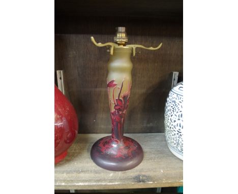 A Galle cameo glass lamp base,&nbsp;height excluding fitting 29cm.&nbsp; 