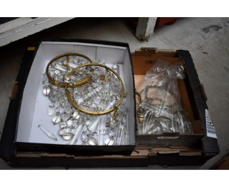 A collection of brass faceted drop light fittings and related.&nbsp; 