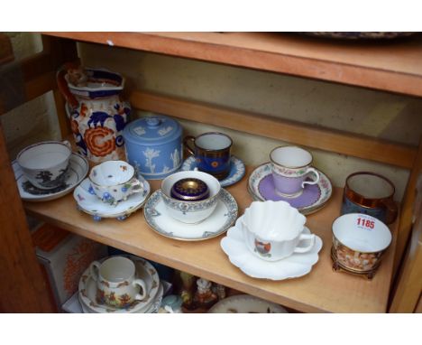A mixed group of English and Continental pottery and porcelain, to include a Sevres inkwell; and a Meissen cabinet cup and sa
