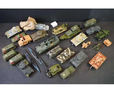 Around 25 military diecast models to include Dinky, Corgi, Solido &amp; Matchbox, gd overall 