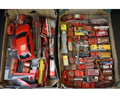 Approximately 57 Diecast and Plastic Model Fire Engines / Vehicles, 5 boxed the remaining unboxed, including Corgi Major Aeri