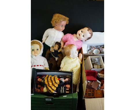 Doll's House Items including over 20 items of furniture, Ten Brass Doll's House items, Two Ceramic Part Doll's Tea Sets, Vari