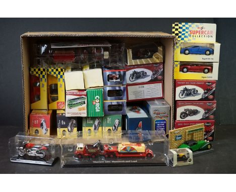 26 Boxed diecast models to include Atlas Classic British Sports Cars, Atlas Classic Coaches, Atlas Classic Motorbikes, Maisto