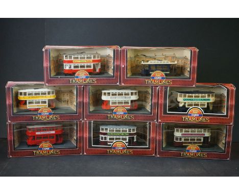 10 Boxed Corgi Tramlines diecast models to include C992/2, C992/6, C993/1, C992/1 etc, diecast vg, boxes gd 