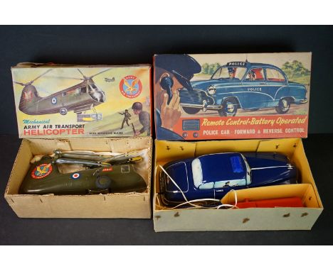 Two boxed plastic models to include Marx Mechanical Army Air Transport Helicopter and Welsotoys Remote Control Battery Operat