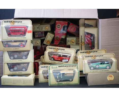 Around 50 boxed Matchbox Models Of Yesteryear diecast models, to include Y-23 AEC Omnibus, Y-25 Renault Type AG, Y-16 Mercede