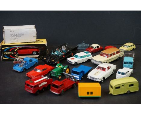 15 mid 20th C diecast models in a good play worn condition to include Corgi, Matchbox and Husky to include Corgi Batmobile wi