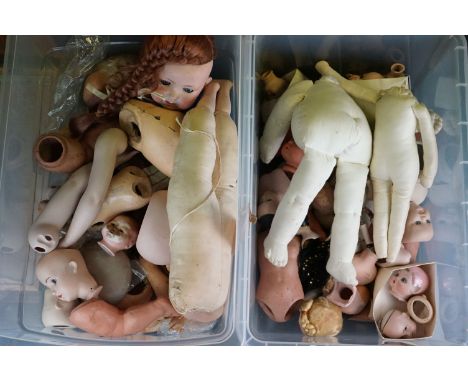 Quantity of Doll Parts including approximately 32 bisque and china heads (including Armand Marseille and Porzellanfabrik Meng