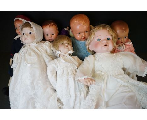 Seven 20th C dolls to include mid 20th C bisque head examples 