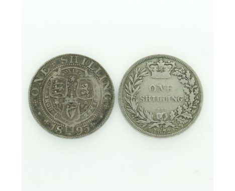 Two silver shillings of Queen Victoria - circulated. UK P&amp;P Group 0 (£6+VAT for the first lot and £1+VAT for subsequent l